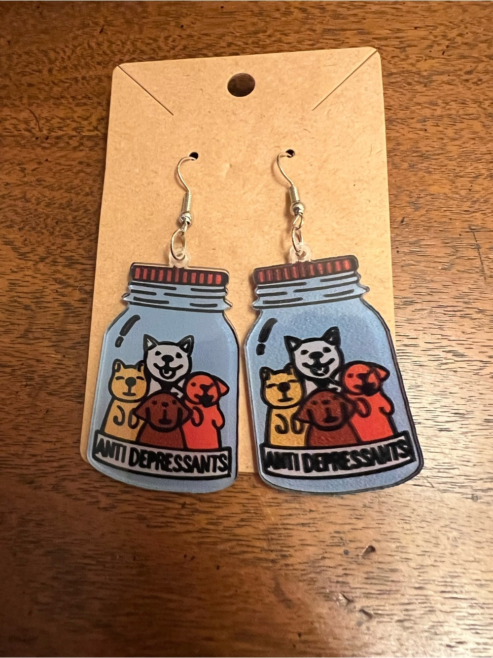 Anti-Depressants Jar Dog Earrings NWT